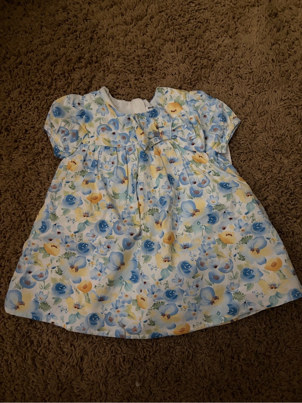 Baby Floral Short Sleeve Dress in Blue and Yellow
